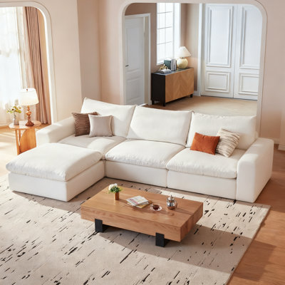 110" Comfy Cloud Couch Modular Sectional Sofa For Living Room, Modern Sofa Sleeper, Wide & Deep Couches With Storage Ottoman