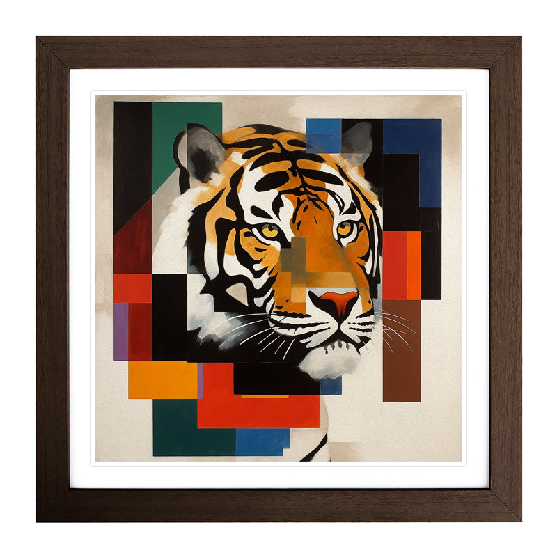Tiger Suprematism No.1 - Framed Print, Walnut