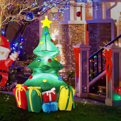 5 Ft Inflatable Christmas Tree With Gift Boxes, LED Lighted Outdoor Decoration