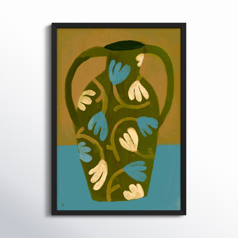 Green Vase Print by Marco Marella For Studio M, Black Framed Paper, 20" H x 14" W x 1.25" D
