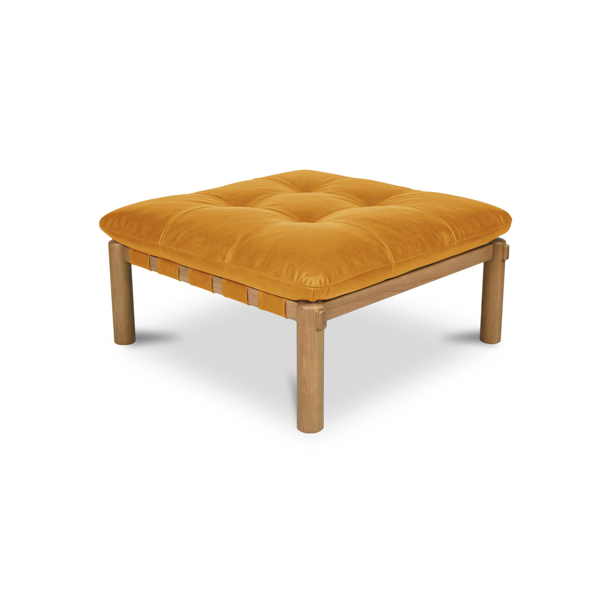 Tyson  37" W Square Top Grain Genuine Leather Ottoman, Tan