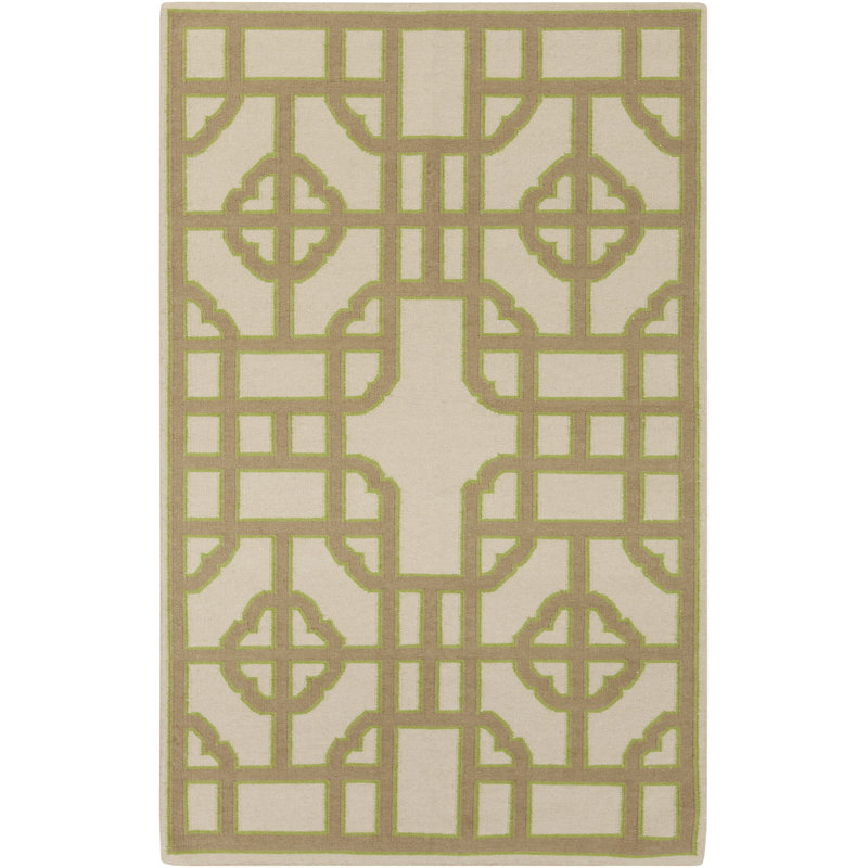 Tapis crème / brun en laine tissé à la main Roberta, Rectangle 2 pi x 3 pi