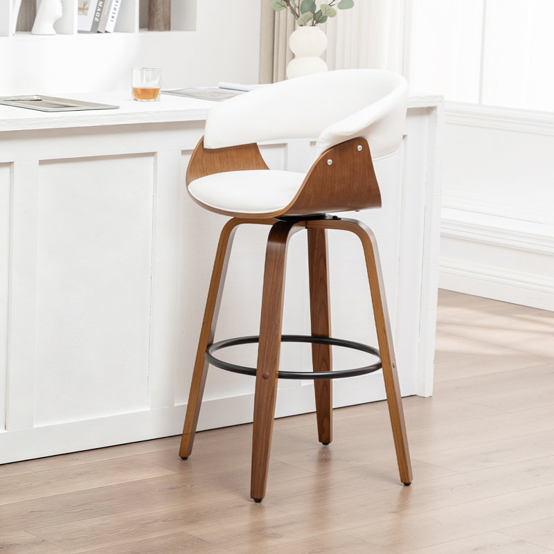 Tabouret pivotant Devlin, Blanc, Tabouret de bar (siège d'une hauteur de 29,5 po)
