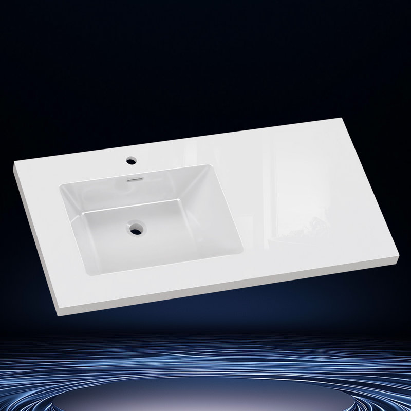 Ter 42 in. W x 22 in. D Solid Surface White Rectangular Single Sink Vanity Top 