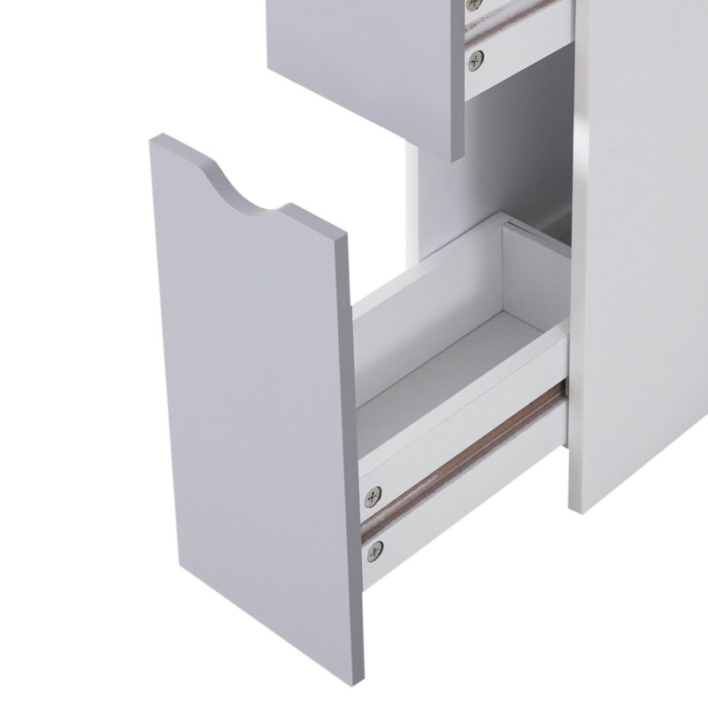 Taliyah Tall Bathroom Cabinet Freestanding Slim Narrow White and Grey