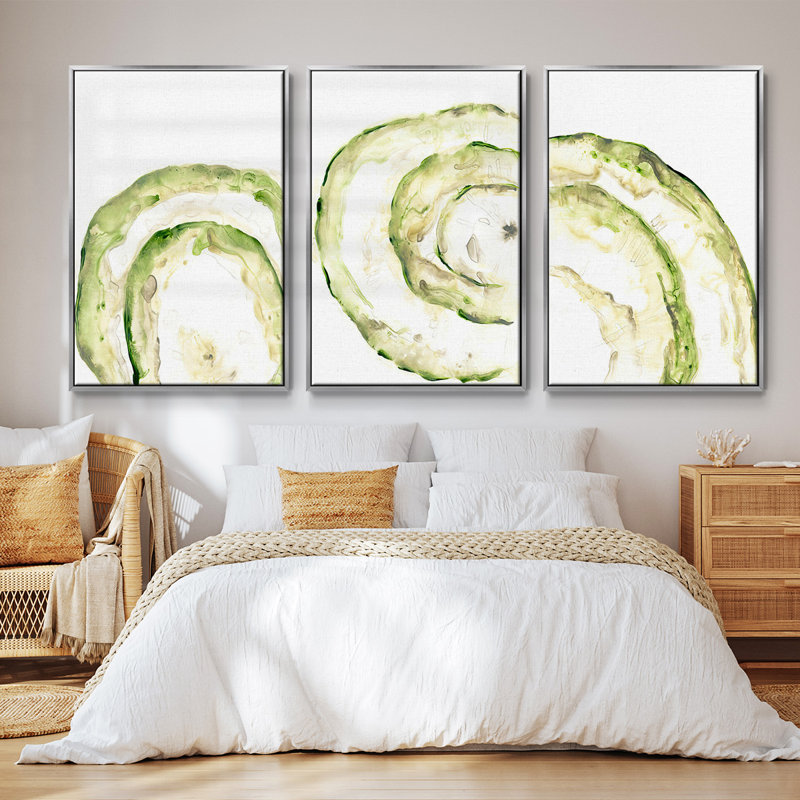 " Lichen Halo IV " 3 - Pieces, Silver Framed, 40" H x 78" W x 2" D