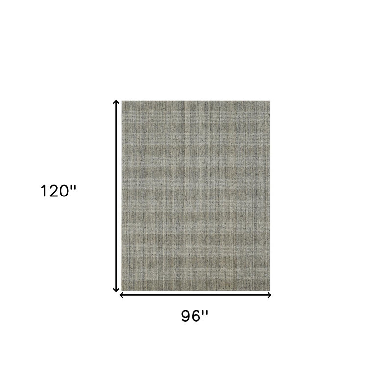 Tapis tissé à la main 8 pi x 10 pi gris et beige en laine