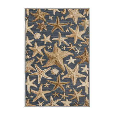  Washable Starfish Nautical Area Rug