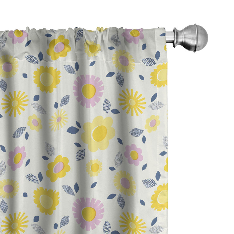  Floral Semi-Sheer Rod Pocket Curtain Panels, 28" x 84"