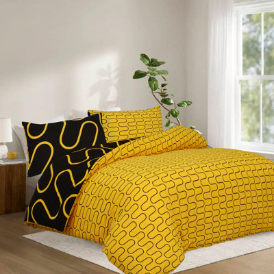 Dual Pattern Reversible Duvet Cover Set – Ultra Soft Brushed Microfiber Bedding with Matching Pillowcases