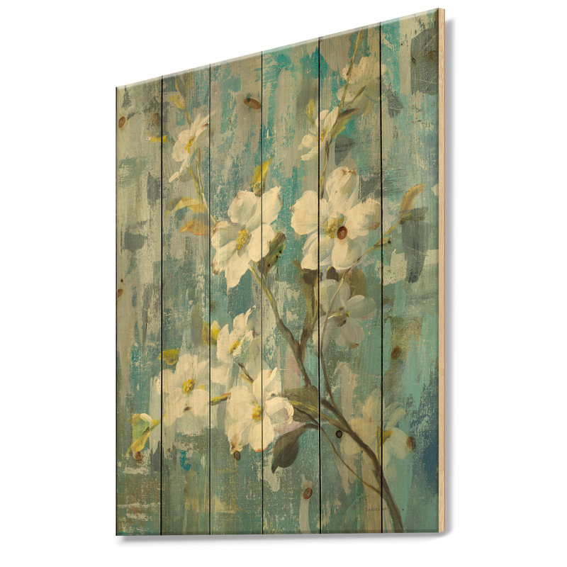 Pastel Magnolia II - impression florale et botanique sur bois de pin naturel, H 32 po x l 24 po x P 1 po