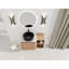Meuble-lavabo mural 36 po avec lavabo d'art en céramique, tablettes de rangement, porte à fermeture en douceur, style moderne, teinte imitation chêne