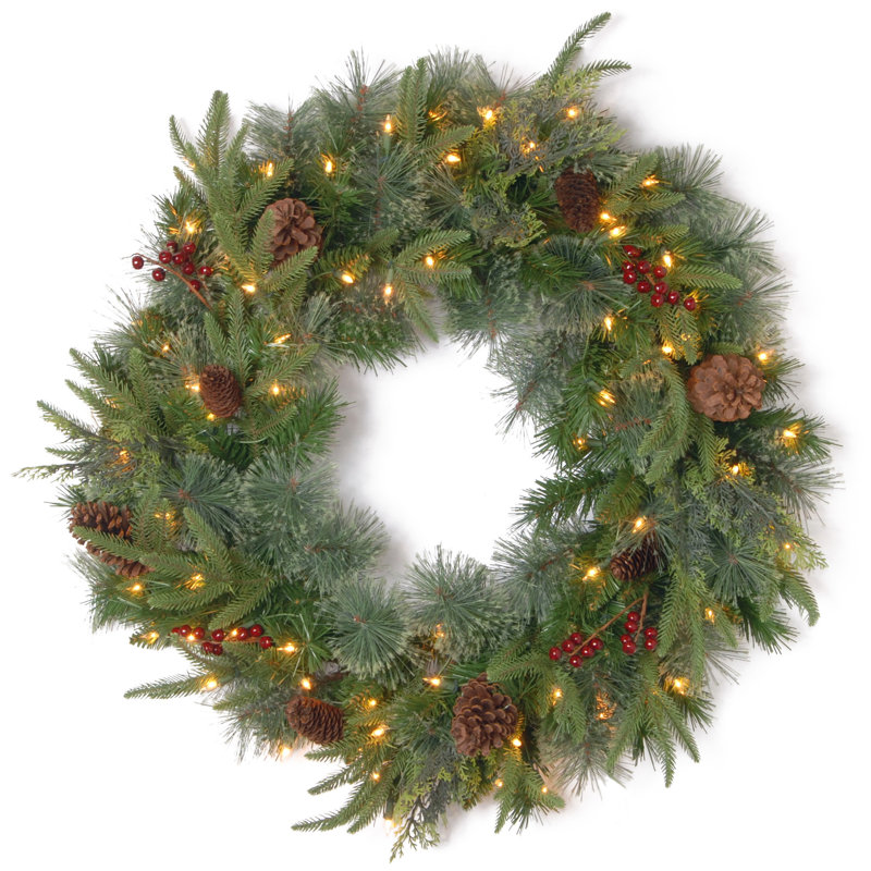 Colonial Wreath with Lights, 24"