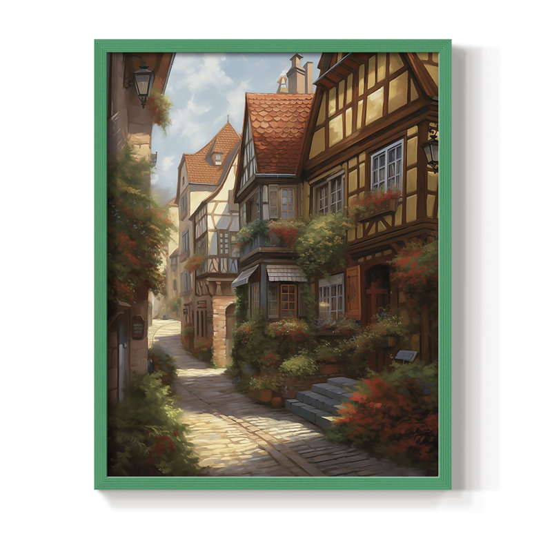 LANDSCAPES Series CCLXIX Framed Print - Solid Wood, Green, 21" H x 17" W