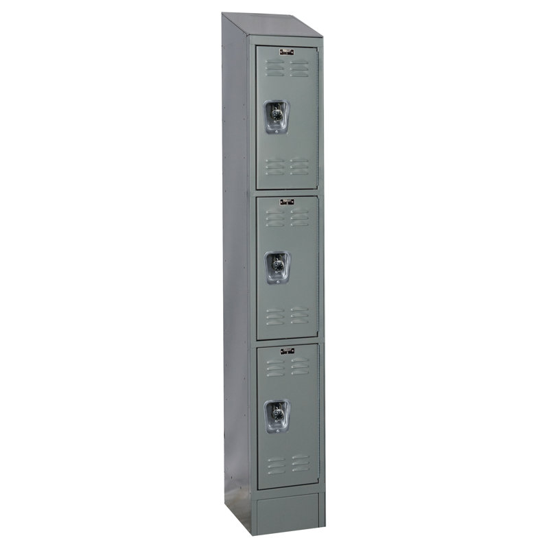 Dark Gray Triple Tier Metal School Locker with Padlock