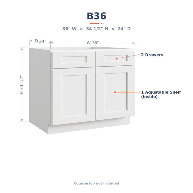 Armoire de cuisine 3 tiroirs Modern, L 36 po x H 34,5 po x P 24 po