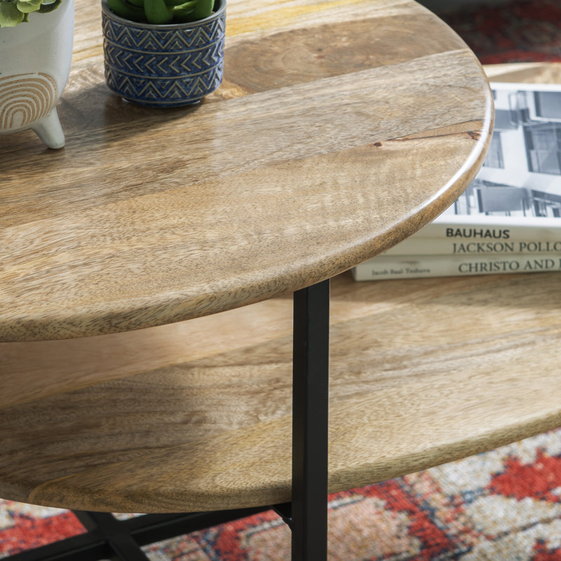 Table basse avec rangement Keirya, Noir, Brun clair