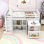 Lit mezzanine simple avec armoire, tiroir, tablette et bureau