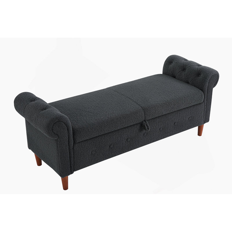 Multifunctional Storage Rectangular Sofa Stool, Black