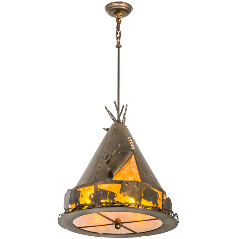 Rustic Lodge 4 - Light Pendant, 69" H x 20" W x 20" D, Antique Copper