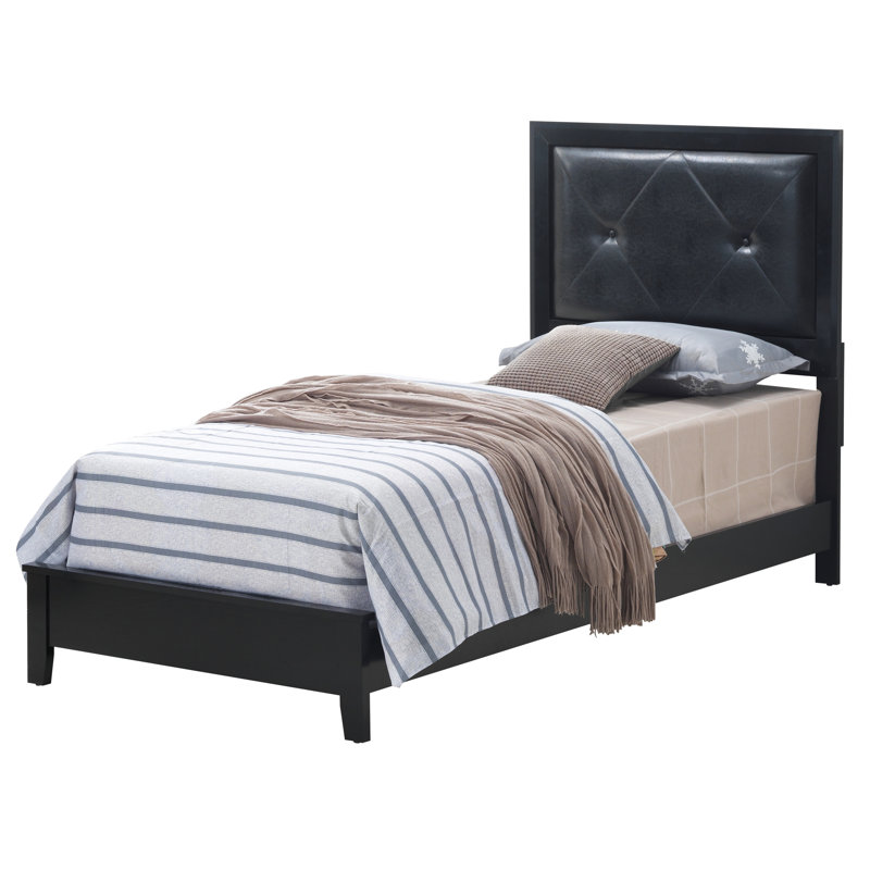 Chataignier Vegan Leather Standard Bed, Twin, Black