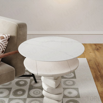 30 Inch Round Tempered Glass Table Top With Marble Design, Diy Replacement & Cover Desktop, White Dining Tabletop, Coffee Tabletop, Patio Tabletop, Suitable For Indoor & Outdoor