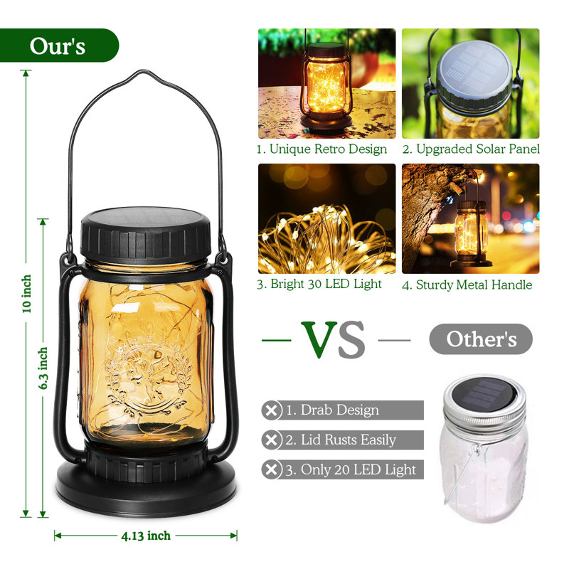 6.89'' Solar Powered Integrated LED Cylinder Lantern