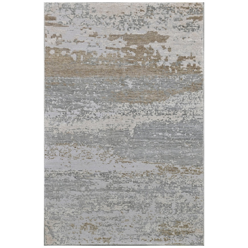 Tapis argenté et doré de haute qualité noué à la main