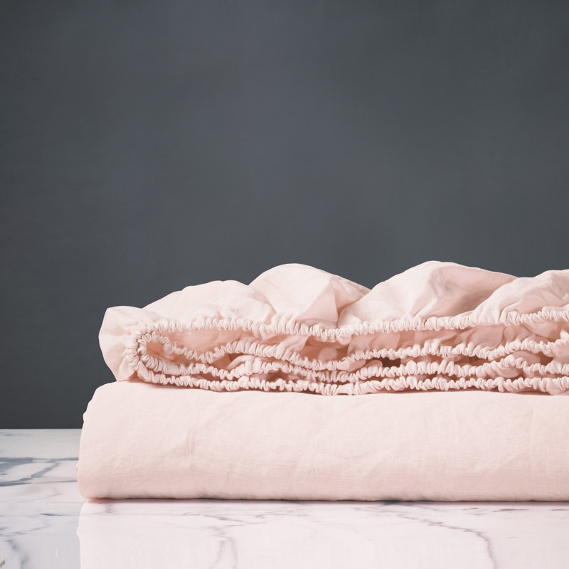 Drap-housse en lin Shiloh, Pétale, Drap-housse pour lit simple TG