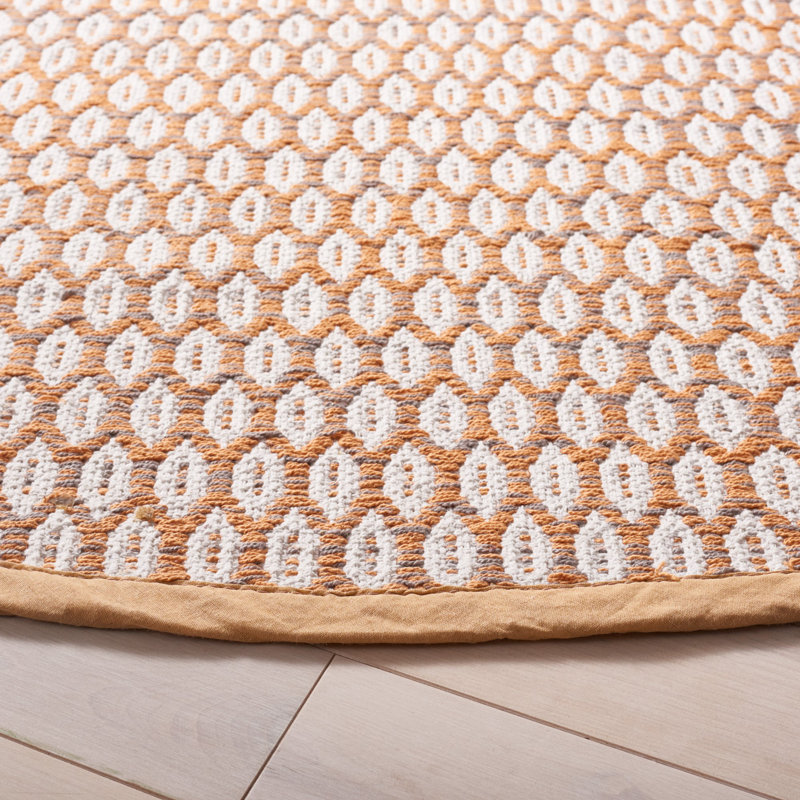 Modena Hand Woven Cotton Geometric Rug, Round 6'