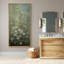 Branches florales blanches sur fond vert brumeux - reproduction d'art sur toile encadrée-896785851-896785852