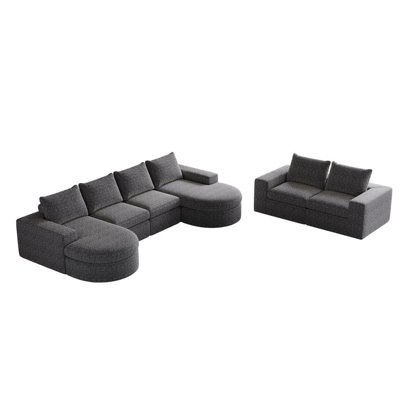 Canapé modulaire courbé avec méridienne Chenille Cloud