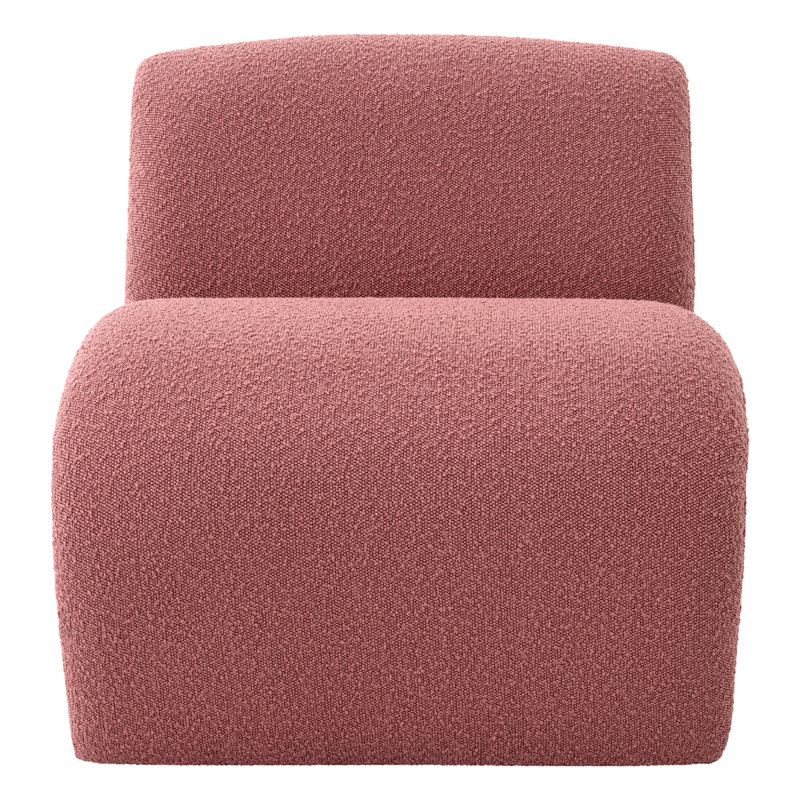 Vignola Armless Chair, Bouclé Rose Polyester Blend