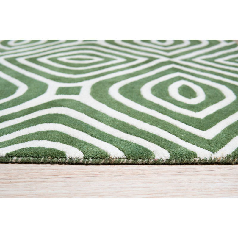 Hand Tufted Wool Area Rug in Green