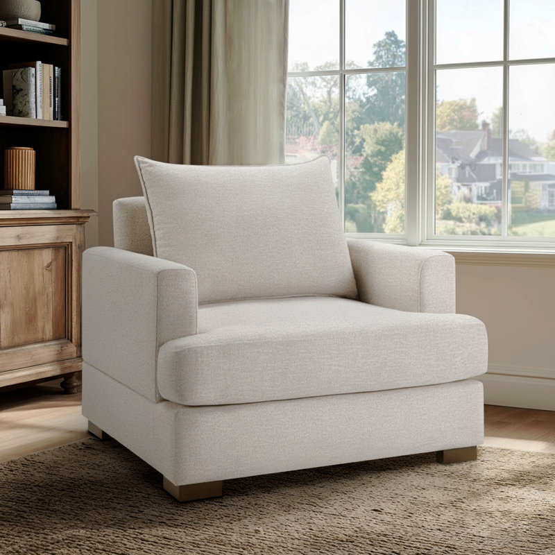 Oversized Upholstered Arm Chair Beige