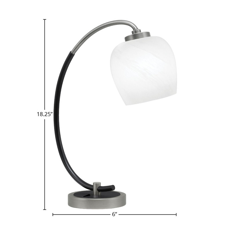Lampe de bureau en acier inoxydable Wahab, Graphite / noir mat, Blanc