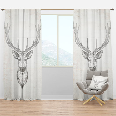 Rideau simple semi-transparent Deer Wild and Beautiful