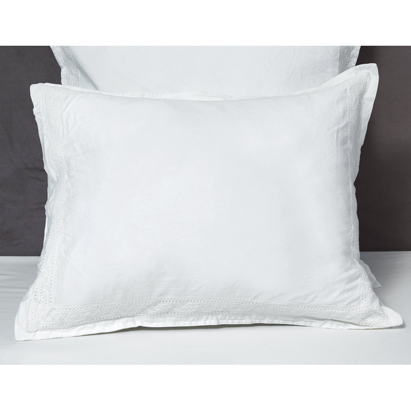 Viola Lace Sham, White, King Sham