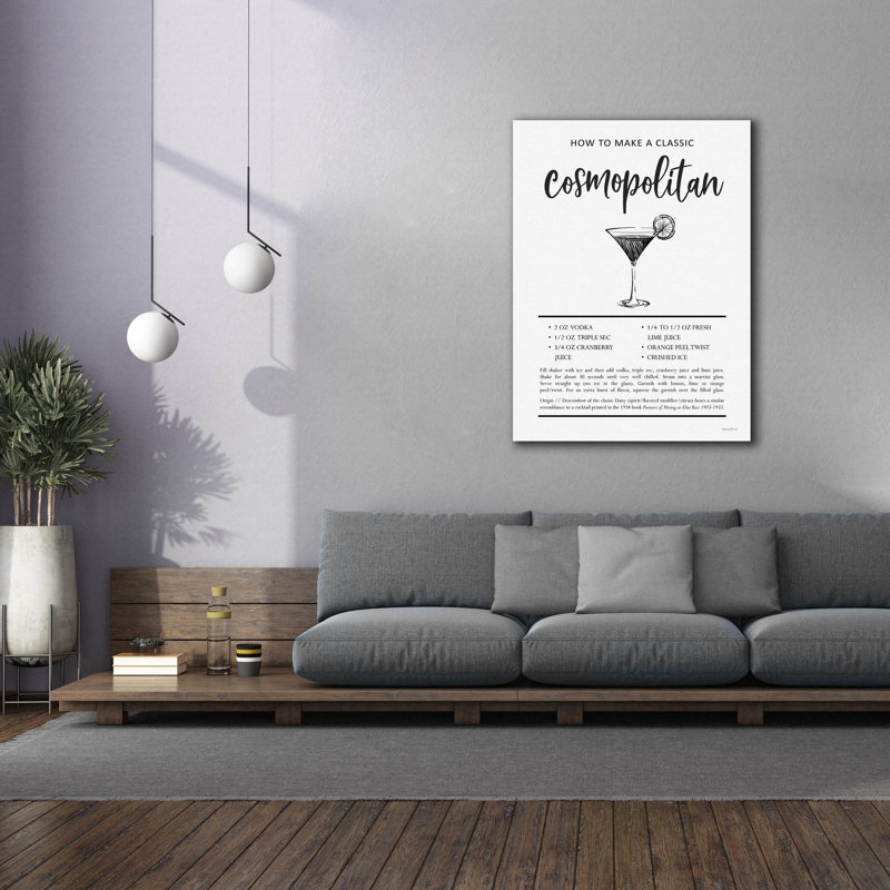  «Cosmopolitan», art mural sur toile avec lettres et lignes, 40 po x 54 po