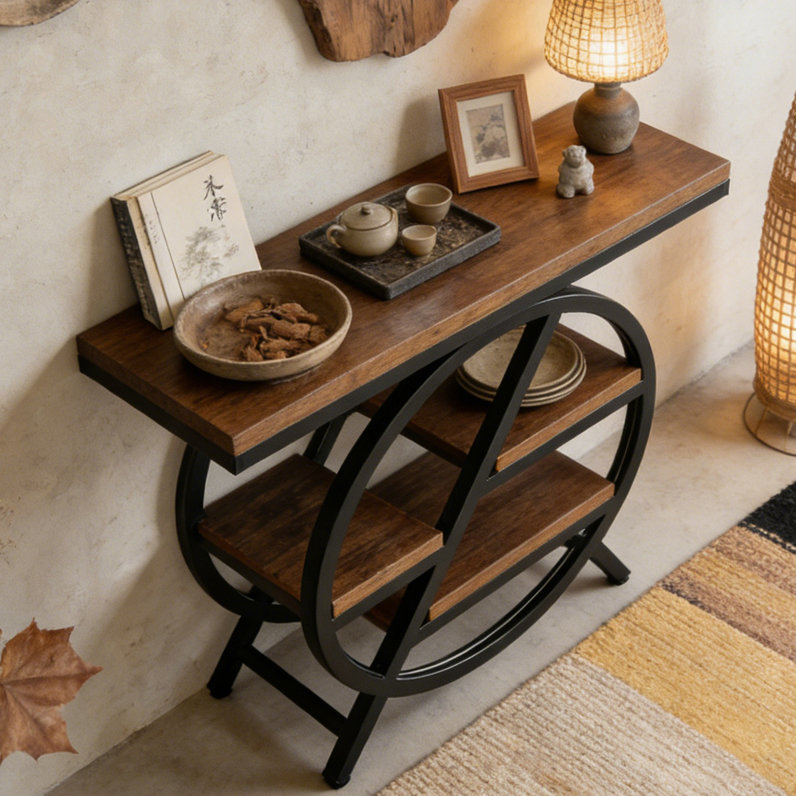 Console Table, 25.61" H x 25.61" W x 11.82" D, Rustic Brown