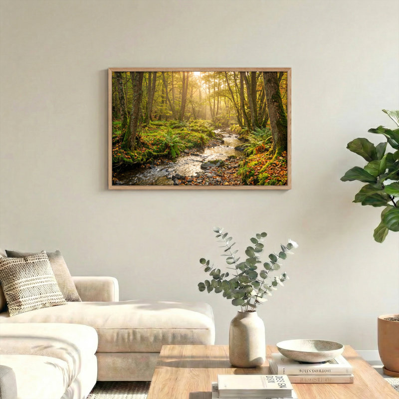 Ensemble de 1 tableau sur toile « Ruisseau forestier », H 32 po x l 48 po, Naturel