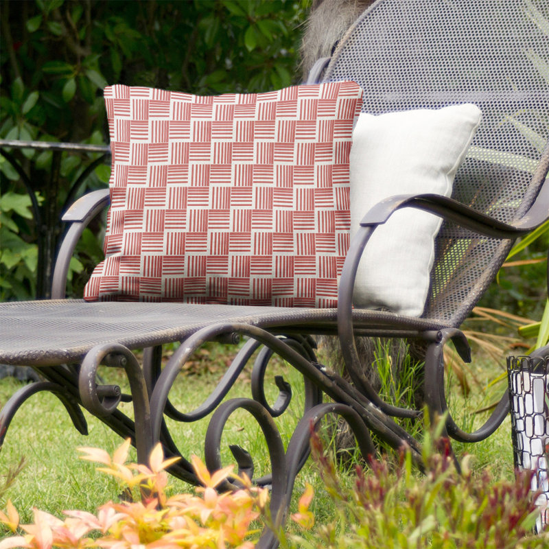 Coussin décoratif intérieur / extérieur Teal Basketweave - protégé contre les rayons UV, réversible, 20 po x 20 po, Rouge