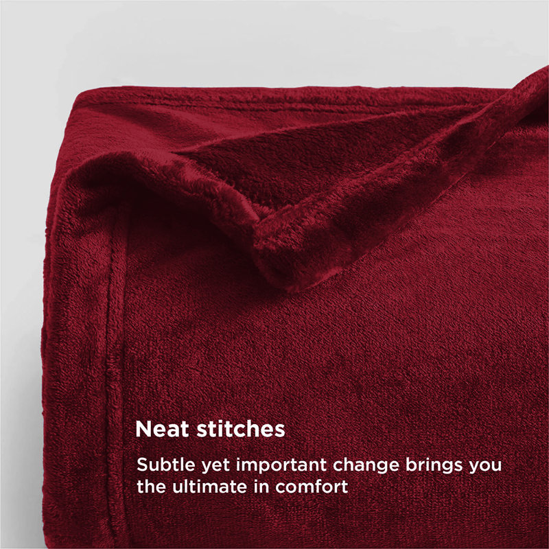 Jyon Soft Touch Mink Faux Fur Throw/Blanket, Double, Burgundy