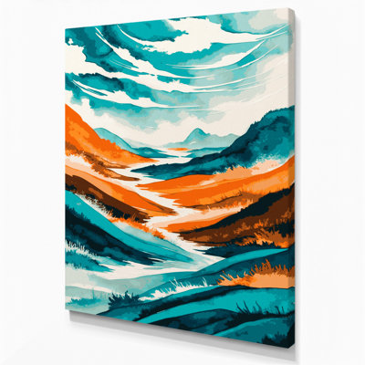 «Watercolor Landscape 94», art mural sur toile bleue