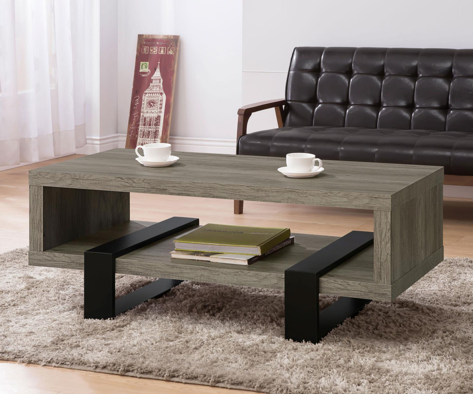 Loon Peak® Coffee Table With Shelf Grey Driftwood - Wayfair Canada