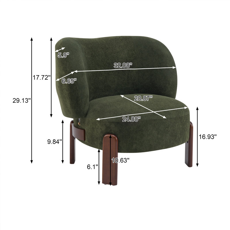 Fauteuil d'appoint à oreilles Harr Mid-Century, Green