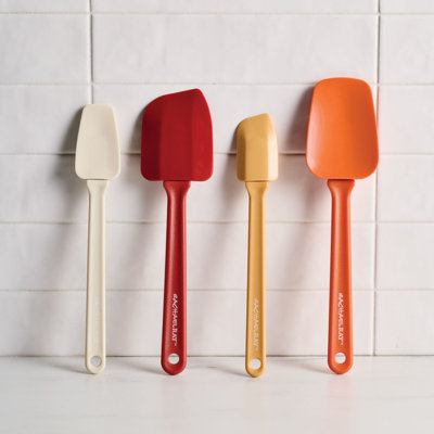 Rachael Ray Kitchen Utensil Set, Small And Medium Spatulas And Scooped Spoonulas, 4-piece, Red