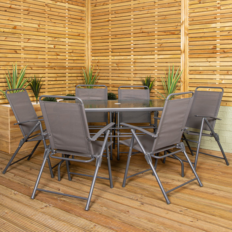 6 - Person Patio Dining Set with Rectangular Table, Grey