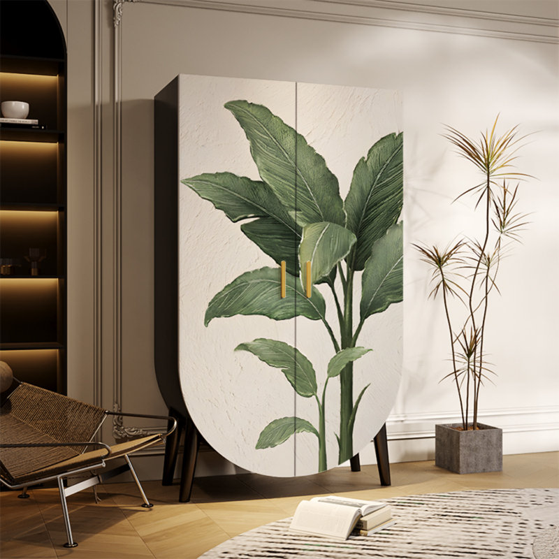 Armoire de rangement moderne à double porte, Noir / Blanc / Vert