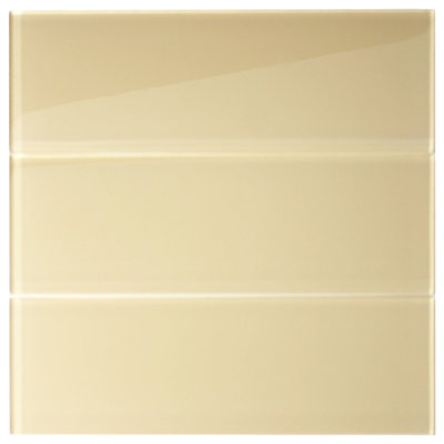 Earth 4" x 12" Glass Mosaic Tile in Khaki Waterproof for Backsplashes and Shower Walls - 1 sq ft